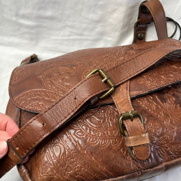 Patricia Nash Tooled Leather Crossbody Western Boho Saddle Bag - Picture 15 of 16